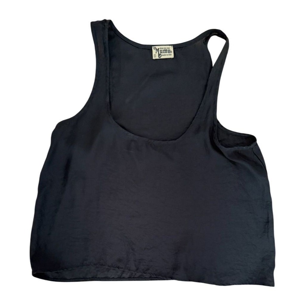 Show Me Your Mumu Women's Black Cropped Tank Top S Vtg made in USA scoop racer